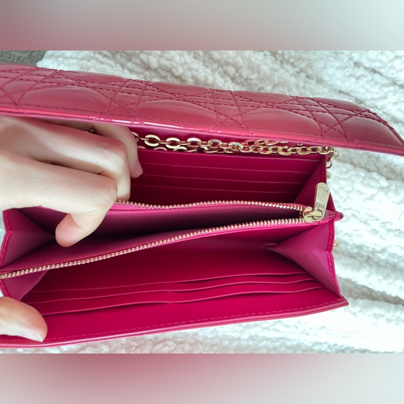 AUTHENTIC Dior wallet on chain pink patent leather - Picture 4 of 10
